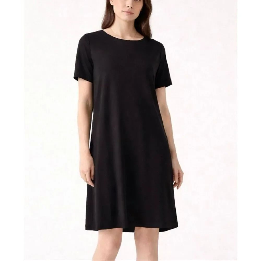 Eileen Fisher small petite black oversized tshirt dress